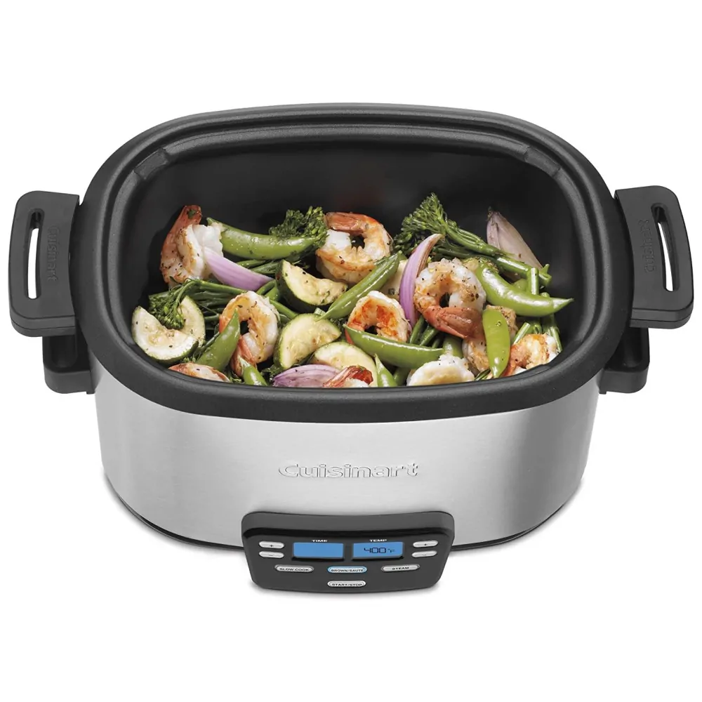 Panela Elétrica 6L com Tela LCD Programável, Aço Inox, 110V 960W, CUISINART MSC 600, Cinza