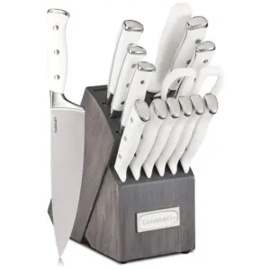 ECTQ2MCPC8PB0B_0 jpg - Conjunto de Facas Cuisinart em Aço Inoxidável com Bloco de Bancada, 15 Peças, Branco e Cinza