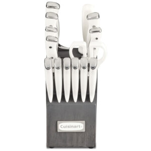 ECTQ2MCPC8PB0B_1 jpg - Conjunto de Facas Cuisinart em Aço Inoxidável com Bloco de Bancada, 15 Peças, Branco e Cinza