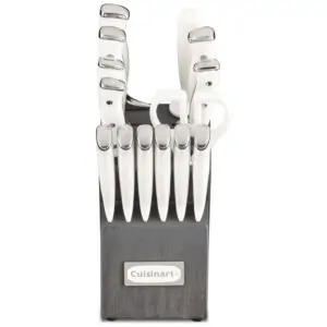 ECTQ2MCPC8PB0B_1 jpg - Conjunto de Facas Cuisinart em Aço Inoxidável com Bloco de Bancada, 15 Peças, Branco e Cinza