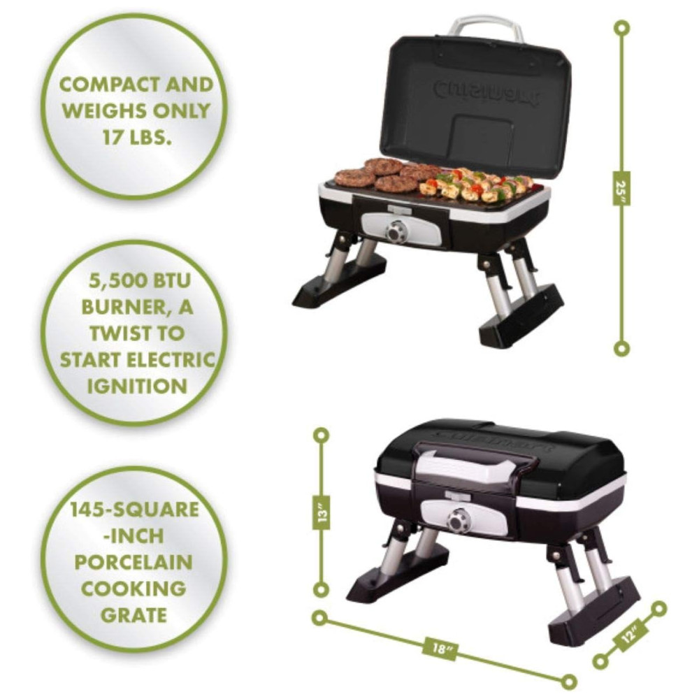 ECTQ4S6GCKJ00B_2 jpg - Grill, Churrasqueira Petit Gourmet Portátil, Gás, CUISINART CGG 180TB, Preto