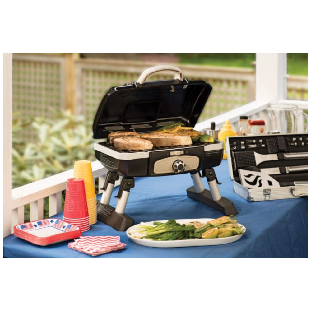 ECTQ4S6GCKJ00B_5 jpg - Grill, Churrasqueira Petit Gourmet Portátil, Gás, CUISINART CGG 180TB, Preto