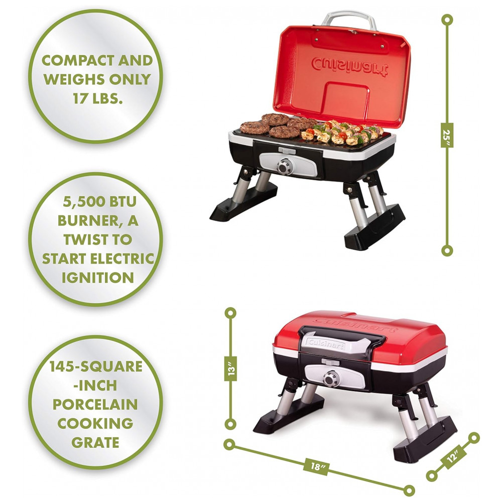 ECTQ6AWW4H400B_1 jpg - Grill, Churrasqueira, Portatil, Gás, CUISINART CGG 180T, Vermelho