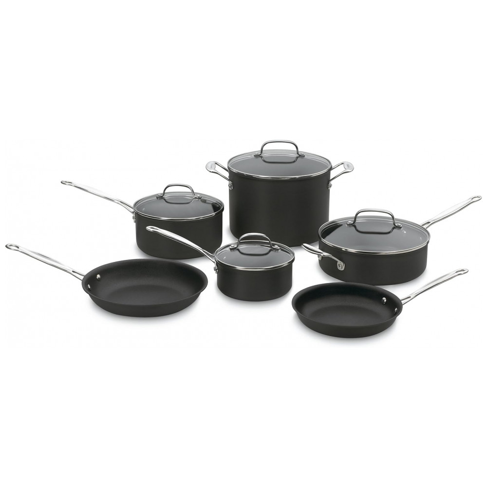 ECTQ6I5OL1000B_0-2 jpg - Conjunto de Panelas e Frigideira Antiaderente, 10 Peças em Aço Anodizado, Cuisinart 66 10 Chefs Classic