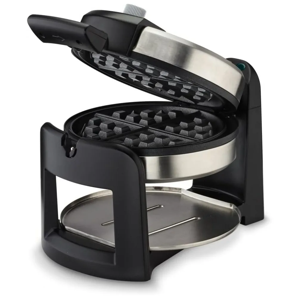 ECTQ6YRFWCK80B_2 jpg - Máquina de Waffle, assa dos 2 lados, 1000W, preto e prata, 110v, CUISINART, Prateado