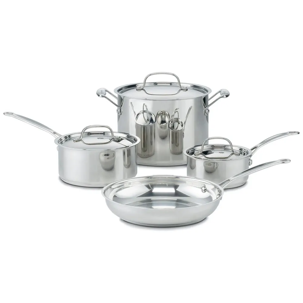 ECTQ76MC80000B_0 jpg - Jogo de Panelas em Aço Inoxidável com 7 Peças, Acabamento Espelhado e Visual Clássico, Cuisinart Chef s Classic 77 7P1, Prata