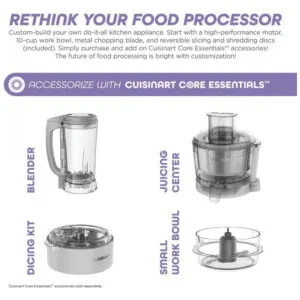 ECTQBNSYV7X90B_4-1 jpg - Processador de Alimentos Multifuncional 2.4L em Aço Inoxidável, 950W, 110v, CUISINART E9CUIFP110SS, Dourado
