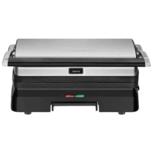 Churrasqueira Elétrica 3 em 1 Antiaderente 1200W Aço Inoxidável 110V Cuisinart GR 11 Preta Compacta