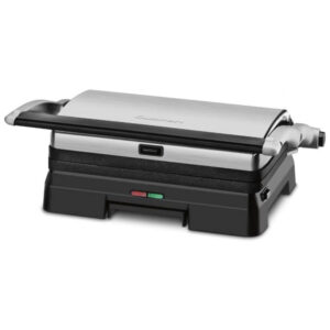 Churrasqueira Elétrica 3 em 1 Antiaderente 1200W Aço Inoxidável 110V Cuisinart GR 11 Preta Compacta