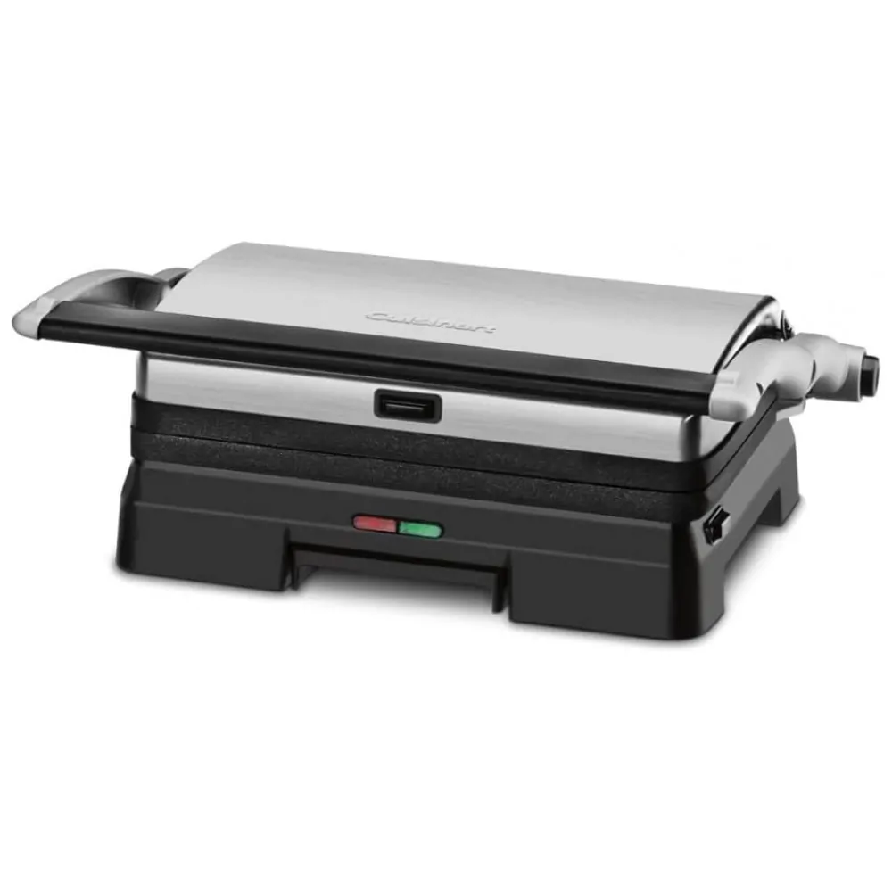 Churrasqueira Elétrica 3 em 1 Antiaderente 1200W Aço Inoxidável 110V Cuisinart GR 11 Preta Compacta