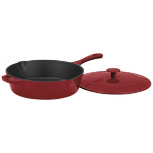 ECTQCL6K9V100B_0 jpg - Chefs Frigideira de Ferro Fundido Esmaltada, CUISINART CI45 30CR, Vermelho