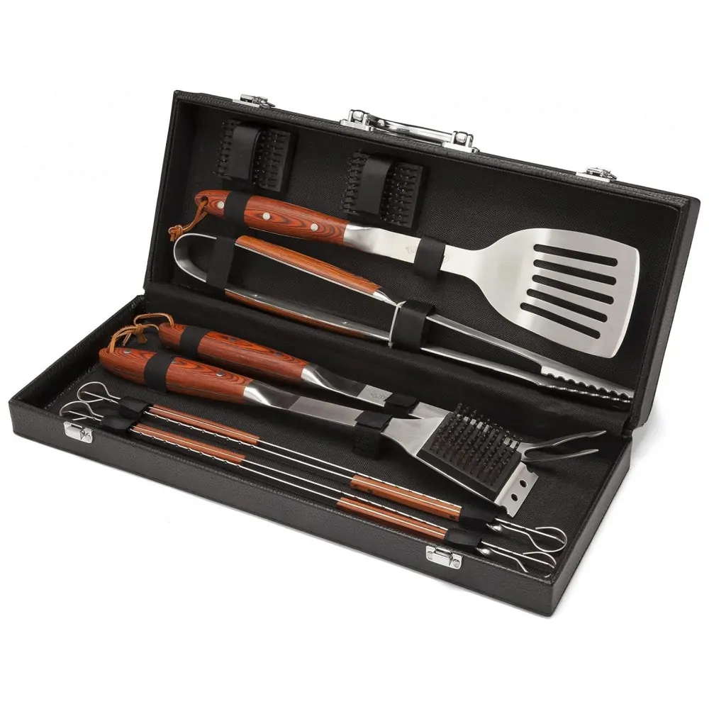 ECTQCVYD4I300B_0 jpg - Kit Churrasco na Grelha 10 Peças de Aço Inoxidável com Estojo de zenamento, CUISINART CGS 2010, Marrom