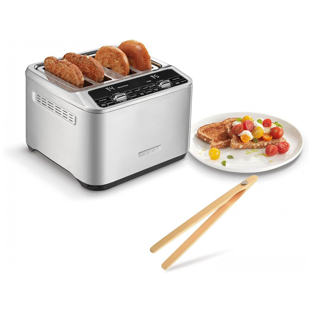 ECTQDBYWWPW90B_4-3 jpg - CPT 540 Torradeira Elétrica 4 Fatias Motorizada e Digital com Pinças de Bambu, 110v, CUISINART, Prateado