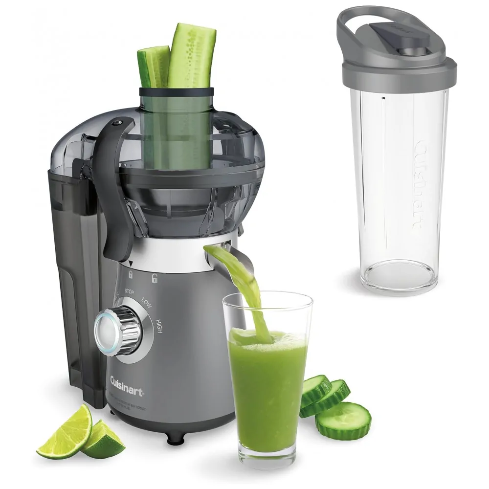 ECTQDH7NS68C0B_0-3 jpg - Centrífuga de Frutas 470mL em Aço Inoxidável com Indicadores em LED e Botão Giratório, 450W, Cuisinart, Prata