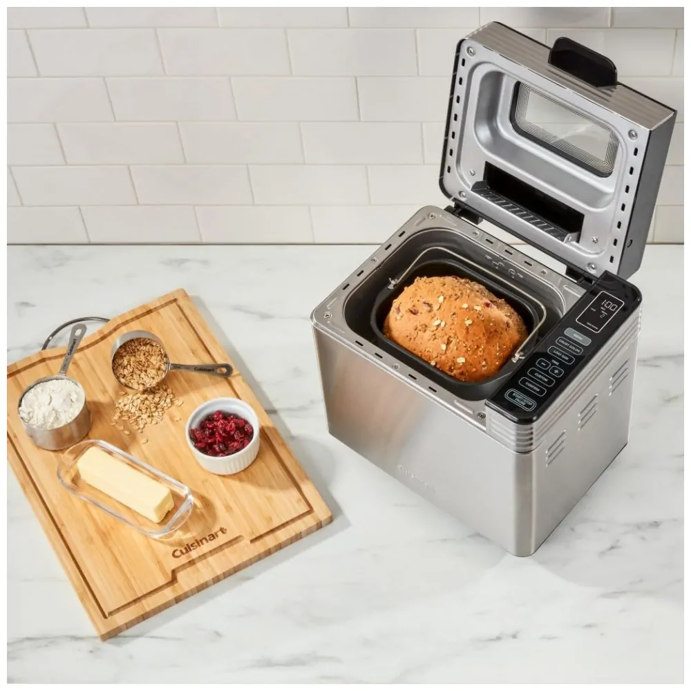 ECTQDYVGC3YB0B_1 jpg - Panificadora com Convecção, 16 Funções, 3 Tamanhos de Pão de até 900g e 3 Cores de Crosta Disponíveis, 110V 1800W, Cuisinart, Prata