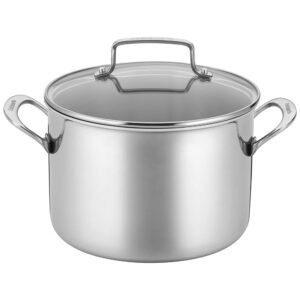 ECTQFQ51CRB70B_10 jpg - Jogo de Panelas e Frigideiras em Aço Inoxidável com 10 Peças, Bordas Cônicas para Vazamento sem Gotejamento e Alças de Aderência Fria, Cuisinart TPS-10, Prata