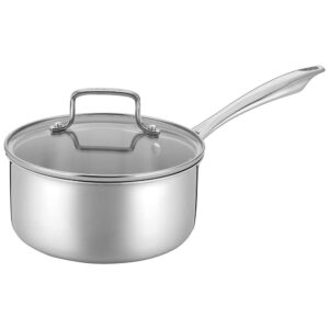 ECTQFQ51CRB70B_9 jpg - Jogo de Panelas e Frigideiras em Aço Inoxidável com 10 Peças, Bordas Cônicas para Vazamento sem Gotejamento e Alças de Aderência Fria, Cuisinart TPS-10, Prata