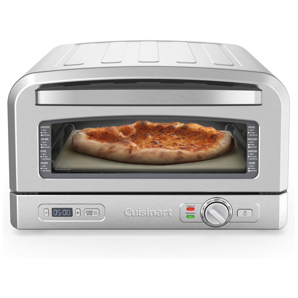 Forno de Pizza Portátil de Bancada em Aço Inoxidável Cuisinart CPZ120, 110V 1800W Prata
