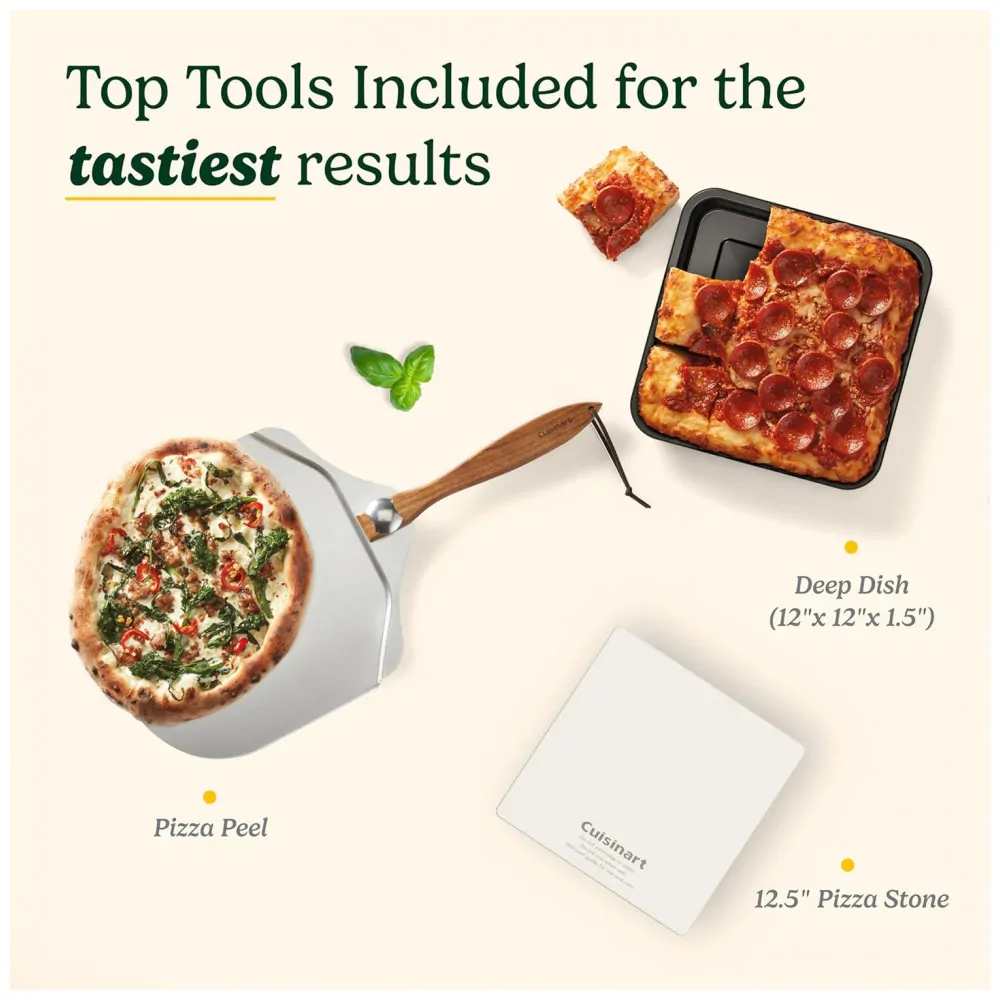 Forno de Pizza Portátil de Bancada em Aço Inoxidável Cuisinart CPZ120, 110V 1800W Prata