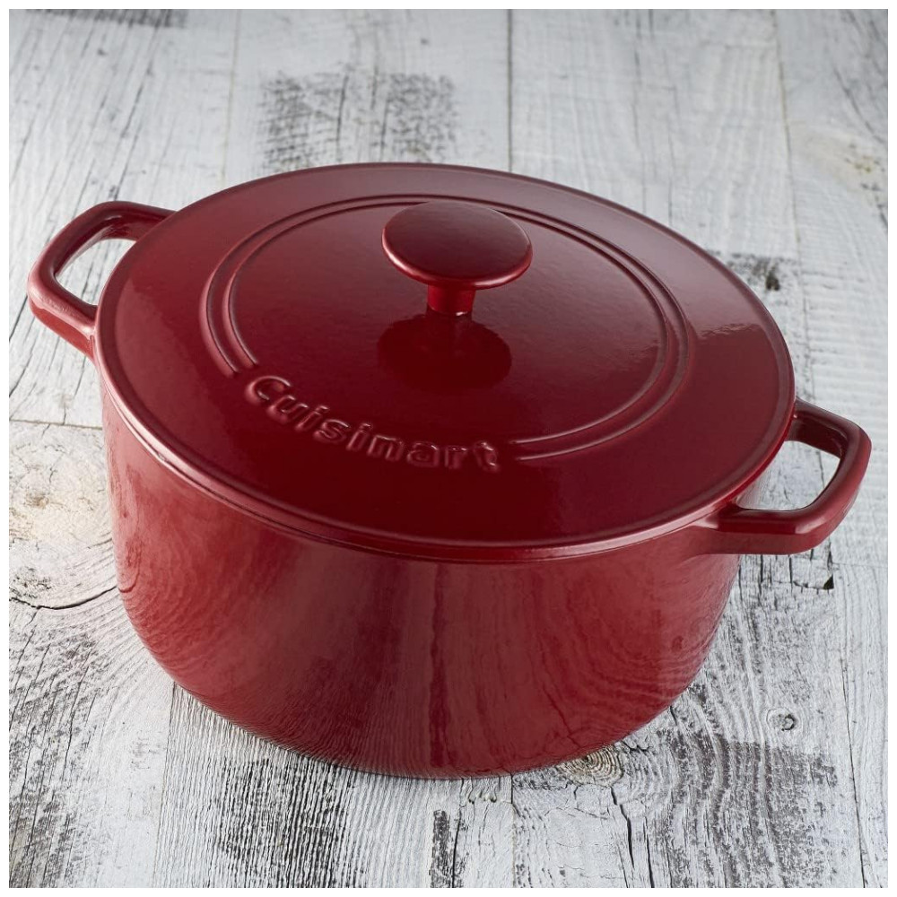 ECTQK7GRH7100B_2 jpg - Panela Caçarola Antiaderente 5 Litros em Aço Esmaltado, Cuisinart Chefs Classic, Vermelha