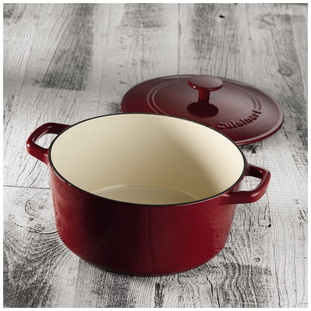 ECTQK7GRH7100B_3 jpg - Panela Caçarola Antiaderente 5 Litros em Aço Esmaltado, Cuisinart Chefs Classic, Vermelha