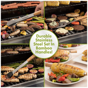 ECTQLX66Z6770B_2 jpg - Kit Estojo Grill, Churrasco de Bambu 13 Peças, CUISINART CGS 7014, Marrom Claro