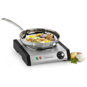 Cooktop Elétrico Portátil com Queimador de Ferro Fundido, Aço Inoxidável, 110V 1300W, CUISINART CB 30, Prateado