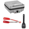 ECTQNL5XWJR80B_0 jpg - WAF 300P1 máquina de waffle belga de 4 fatias com placas de panqueca, pincel pequeno resistente e pacote de pinças de nylon de 8 polegadas 3 itens, CUISINART, Prateado