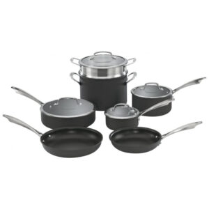 ECTQO104Q1400B_0-2 jpg - Conjunto de Panelas e Frigideiras Antiaderentes de Aço Anodizado Peças, CUISINART DSA 11, Preto