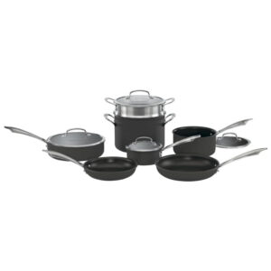 ECTQO104Q1400B_1-2 jpg - Conjunto de Panelas e Frigideiras Antiaderentes de Aço Anodizado Peças, CUISINART DSA 11, Preto