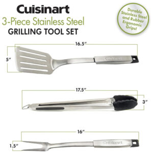 ECTQQNE2RT310B_2 jpg - Luxo Acessório Churrasco Grill 20 peças, Aço Inox Temómetro, CUISINART CGS 5020, Prateado