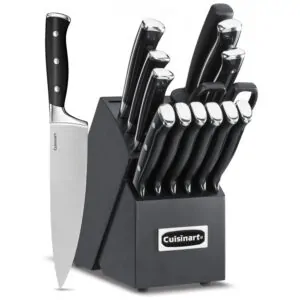 ECTQR112DP8B0B_0 jpg - Conjunto de Facas Cuisinart C77BTR15PBK em Aço Inoxidável com Bloco de Bancada Multinível, 15 Peças, Preta