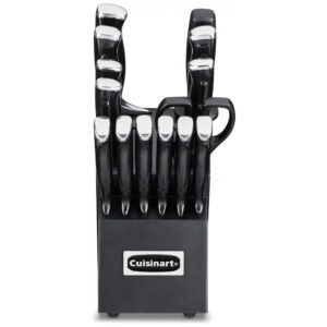 ECTQR112DP8B0B_1 jpg - Conjunto de Facas Cuisinart C77BTR15PBK em Aço Inoxidável com Bloco de Bancada Multinível, 15 Peças, Preta