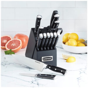 ECTQR112DP8B0B_3 jpg - Conjunto de Facas Cuisinart C77BTR15PBK em Aço Inoxidável com Bloco de Bancada Multinível, 15 Peças, Preta