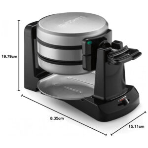 ECTQRTV5QBM80B_1-1 jpg - Máquina de fle Dupla Antiaderente e Rotativa, Aço Inox, 1400W, 110v, CUISINART WAF F40, Prateado
