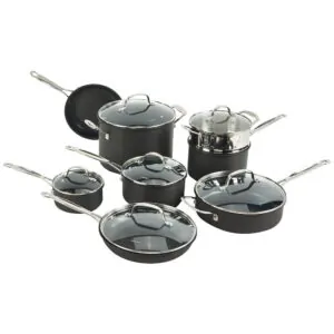 ECTQSJ677OI10B_0 jpg - Conjunto de Panelas e Frigideira Antiaderente em Aço Anodizado, 14 Peças, Cuisinart 66 14N