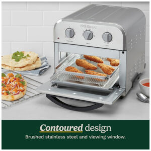 Forno Elétrico Compacto de Bancada 6 em 1 com Função Air Fryer, Temporizador, Cesta, Assadeira e Bandeja Coletora 110V 1800W, Cuisinart, Prata