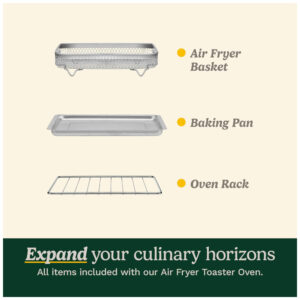 Forno Elétrico Compacto de Bancada 6 em 1 com Função Air Fryer, Temporizador, Cesta, Assadeira e Bandeja Coletora 110V 1800W, Cuisinart, Prata