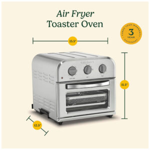 Forno Elétrico Compacto de Bancada 6 em 1 com Função Air Fryer, Temporizador, Cesta, Assadeira e Bandeja Coletora 110V 1800W, Cuisinart, Prata