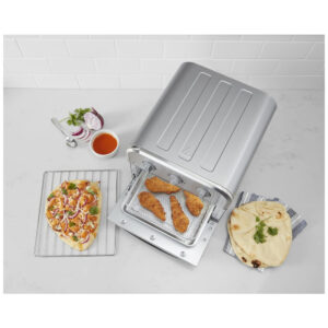 Forno Elétrico Compacto de Bancada 6 em 1 com Função Air Fryer, Temporizador, Cesta, Assadeira e Bandeja Coletora 110V 1800W, Cuisinart, Prata