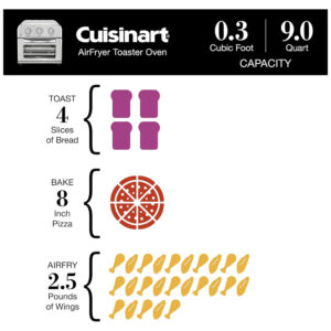 Forno Elétrico Compacto de Bancada 6 em 1 com Função Air Fryer, Temporizador, Cesta, Assadeira e Bandeja Coletora 110V 1800W, Cuisinart, Prata