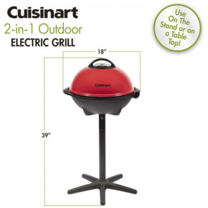 ECTQVB6JKVK90B_3 jpg - Churrasqueira Grill Elétrica 2 em 1 até 12 Porções com Chapa Antiaderente, 110V, Cuisinart CEG115, Vermelha