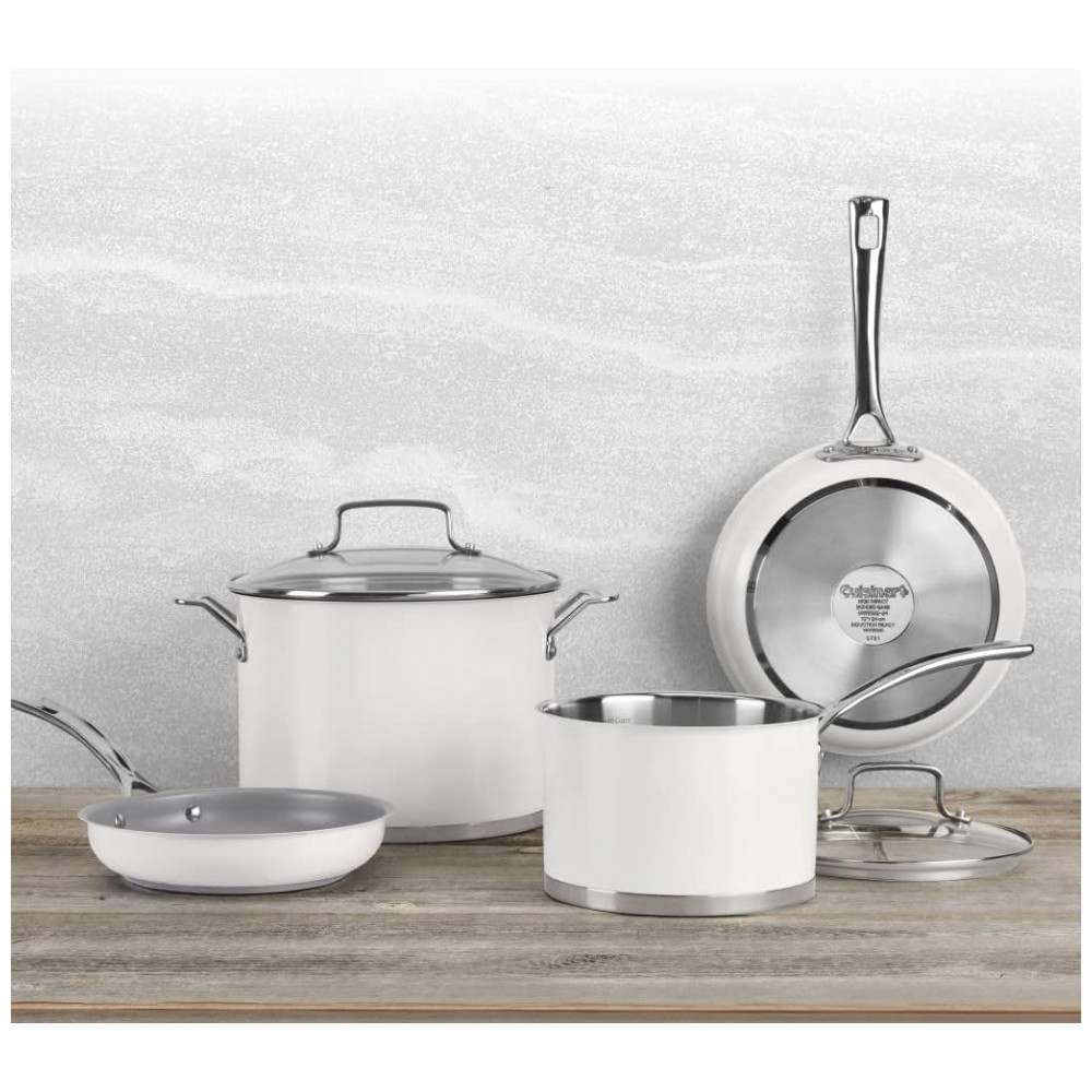 ECTQVR8Y19H90B_1 jpg - Jogo de Panelas com Revestimento Antiaderente, 11 Peças, Cuisinart MW89, Branco