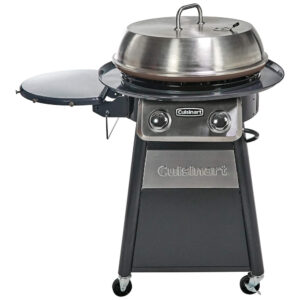 ECTQZCQFH6S70B_0 jpg - Tampa de aço inoxidável para churrasqueiras redondas ao ar livre com gás de topo plano, centro de cozimento para assadeiras, CUISINART CGG 888, Cinza