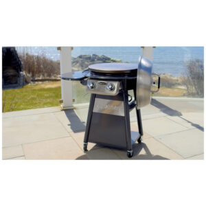 ECTQZCQFH6S70B_1 jpg - Tampa de aço inoxidável para churrasqueiras redondas ao ar livre com gás de topo plano, centro de cozimento para assadeiras, CUISINART CGG 888, Cinza