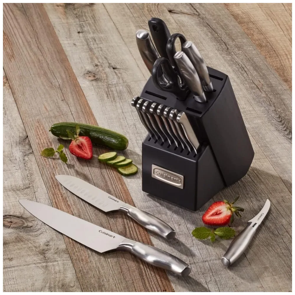 ECTQ0S11J5L00B_3 jpg - Conjunto de Facas com Afiador Embutido e Bloco de Bancada 17 Peças, CUISINART C77SS 17P, Prateado