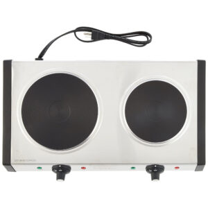 ECTQINBCECJ10B_2 jpg - Cooktop Elétrico Portátil com Queimador Duplo, Luzes Indicadoras e Controles de Temperatura Ajustáveis Separados de 6 Configurações, 110V 1800W, Cuisinart CB 60P1, Prata