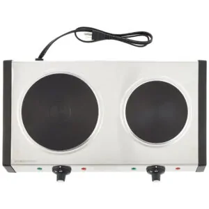 ECTQINBCECJ10B_2 jpg - Cooktop Elétrico Portátil com Queimador Duplo, Luzes Indicadoras e Controles de Temperatura Ajustáveis Separados de 6 Configurações, 110V 1800W, Cuisinart CB 60P1, Prata