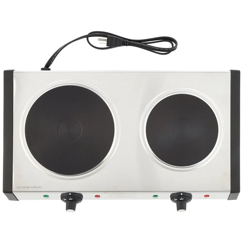 ECTQINBCECJ10B_2 jpg - Cooktop Elétrico Portátil com Queimador Duplo, Luzes Indicadoras e Controles de Temperatura Ajustáveis Separados de 6 Configurações, 110V 1800W, Cuisinart CB 60P1, Prata