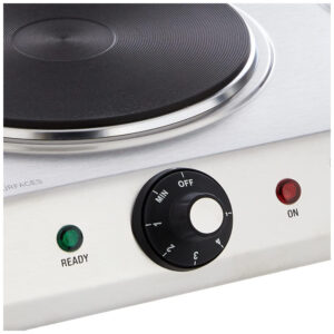 ECTQINBCECJ10B_3 jpg - Cooktop Elétrico Portátil com Queimador Duplo, Luzes Indicadoras e Controles de Temperatura Ajustáveis Separados de 6 Configurações, 110V 1800W, Cuisinart CB 60P1, Prata